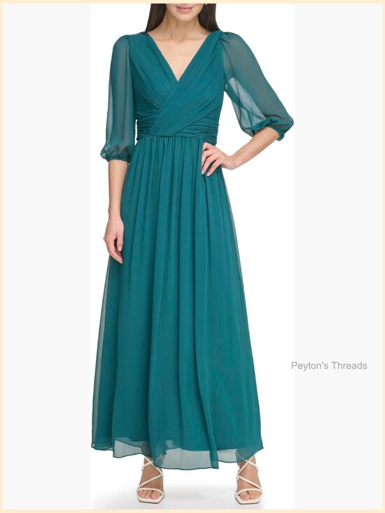 Dresses & Skirts - Long Chiffon V-Neck Dress